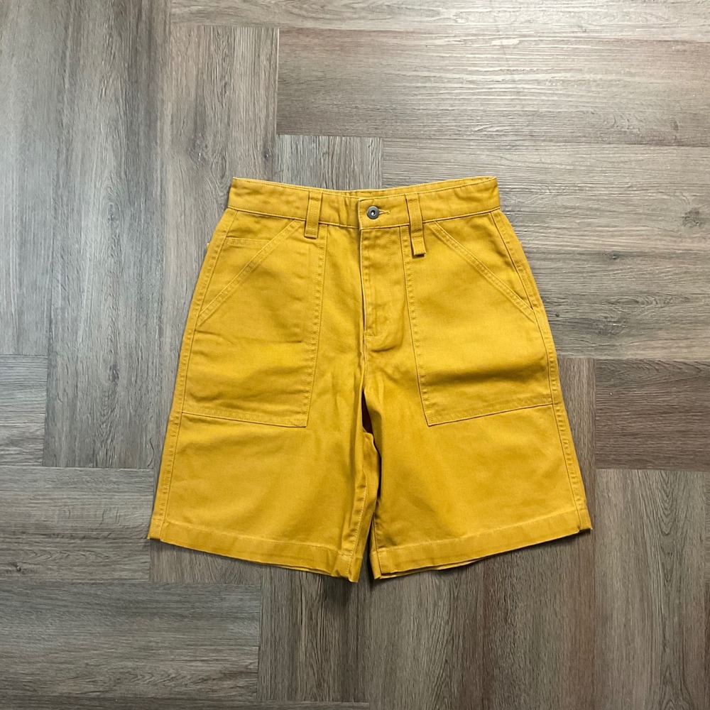 Kotn Canvas Utility High Rise Cotton Carpenter Shorts Mens 28 Mustard Yellow